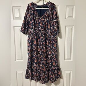 Frye Navy Floral 1x Dress EUC